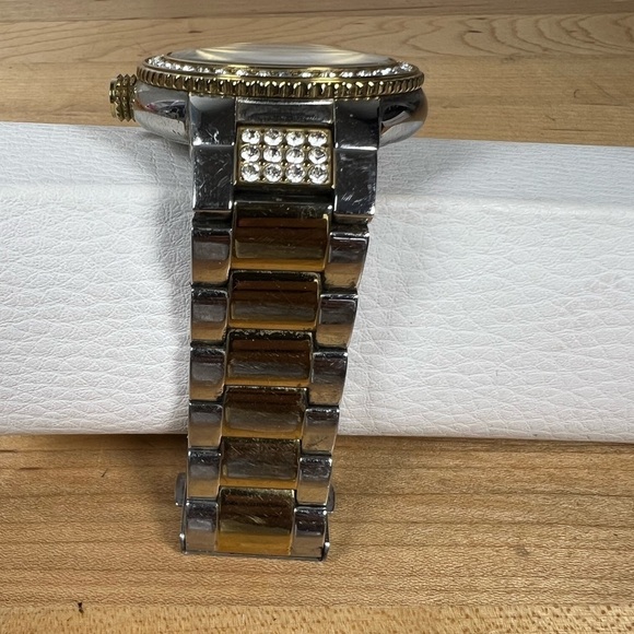 Marc Ecko The Cool Watch Gold and Silver Tone Rhinestone Encrusted Bling Watch - Picture 6 of 11